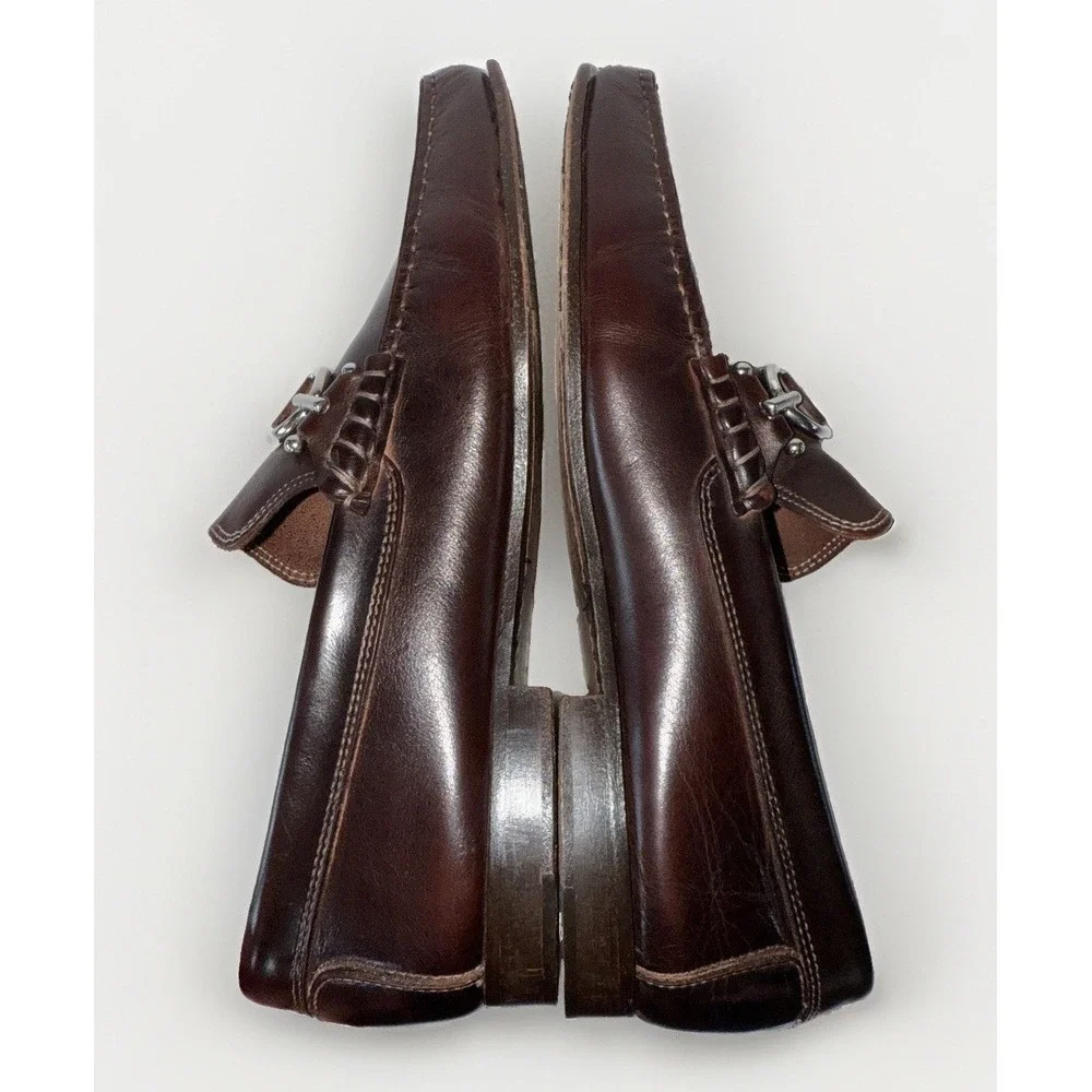 Donald J Pliner Men's Brown Leather Horsebit Loafers Italian Drivers Size 8M